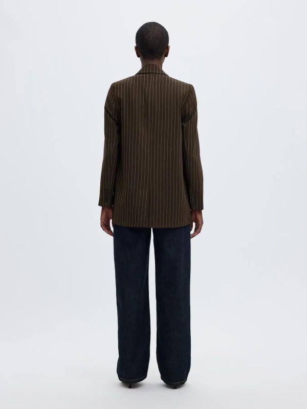 SLW Rita LS Relaxed Blazer Pins Stripe Delicioso  (16096648-delicioso ) - Caramel (Sint-Job-in-’t-Goor)