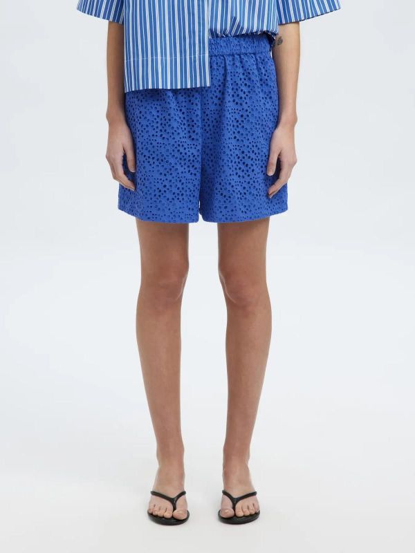 Selected Femme Flaerke HW Wide Broderi ANG Short Dazzling Blue  (16097773 dazzling blue) - Caramel (Sint-Job-in-’t-Goor)