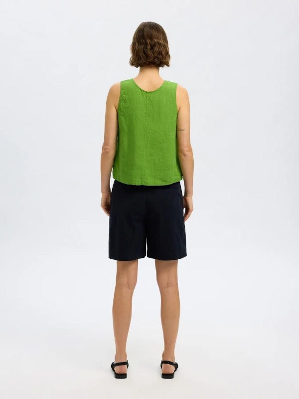 Selected Femme Linna SL Reversible Linen Top Spindle Tree  (16097879 spindle tee) - Caramel (Sint-Job-in-’t-Goor)