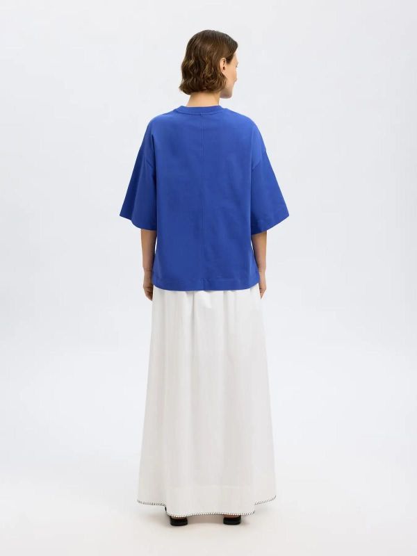 Selected Femme Colwoman 2/4 Oversized Tee Dazzling Blue  (16097896 dazzling blue) - Caramel (Sint-Job-in-’t-Goor)
