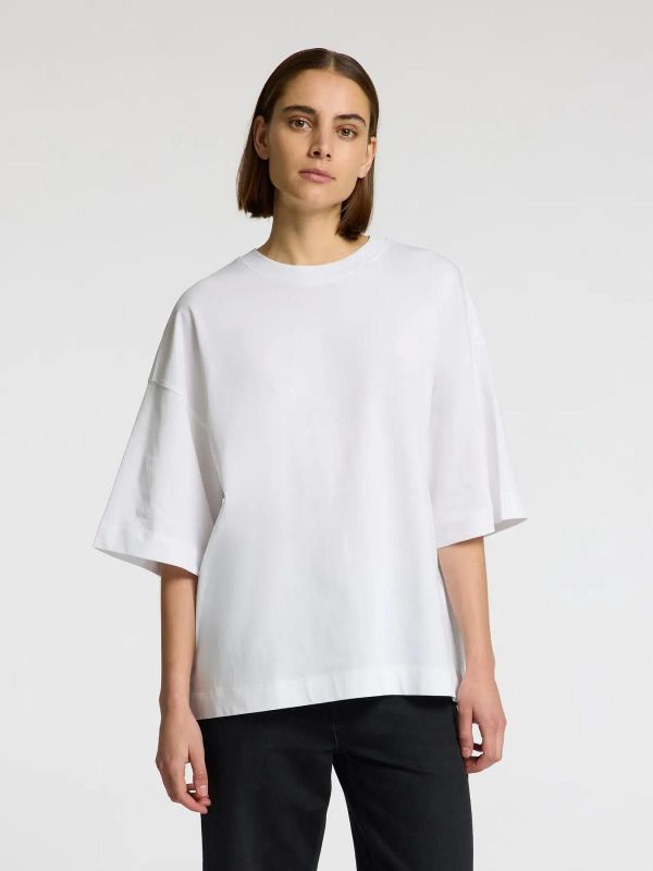 Selected Femme Colwoman 2/4 Oversized Tee Bright White  (16097896 bright white) - Caramel (Sint-Job-in-’t-Goor)