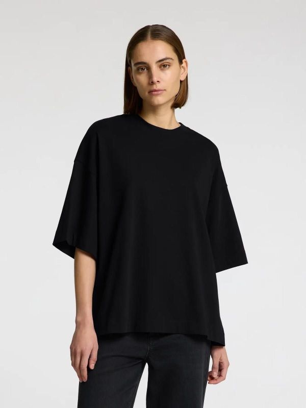 Selected Femme Colwoman 2/4 Oversized Tee Noos Black  (16097896 black) - Caramel (Sint-Job-in-’t-Goor)