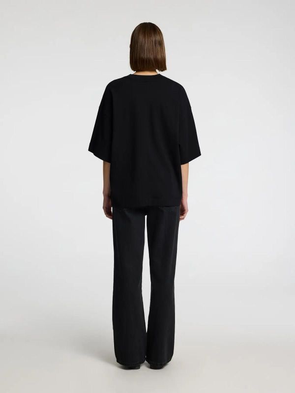 Selected Femme Colwoman 2/4 Oversized Tee Noos Black  (16097896 black) - Caramel (Sint-Job-in-’t-Goor)