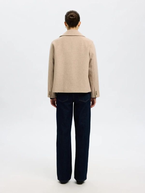 Selected Femme Alma Wool Blend Jacket Sandshell Melange  (16098039 sandshell ) - Caramel (Sint-Job-in-’t-Goor)