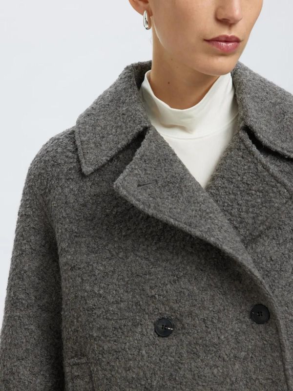 Selected Femme Alma Boucle Wool Blend Jacket Medium Grey Melange  (16098047 medium grey melange) - Caramel (Sint-Job-in-’t-Goor)
