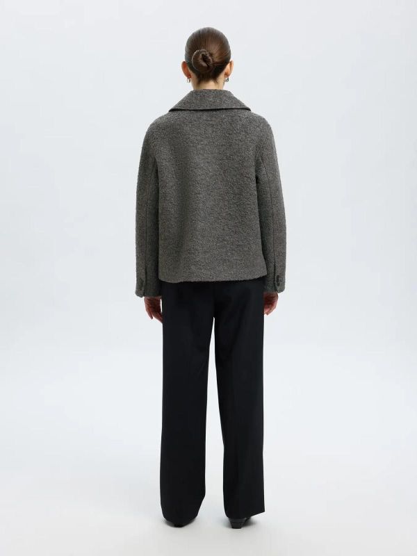 Selected Femme Alma Boucle Wool Blend Jacket Medium Grey Melange  (16098047 medium grey melange) - Caramel (Sint-Job-in-’t-Goor)