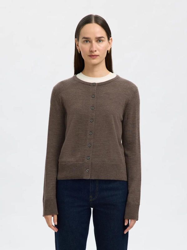 Selected Femme Thea LS Knit Merino Cardigan Delicioso  (16098148 DELICIOSO) - Caramel (Sint-Job-in-’t-Goor)