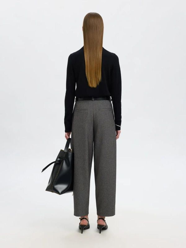 Selected Femme Barrel Alma HW Pant Black Structure  (16098233 black) - Caramel (Sint-Job-in-’t-Goor)