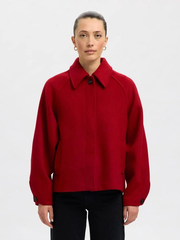 Selected Femme Liva Wool Blend Jacket Equestrian Red  (16098460 EQUESTRIAN RED) - Caramel (Sint-Job-in-’t-Goor)