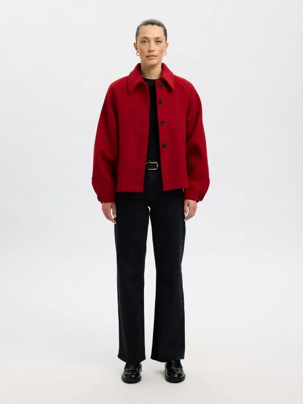 Selected Femme Liva Wool Blend Jacket Equestrian Red  (16098460 EQUESTRIAN RED) - Caramel (Sint-Job-in-’t-Goor)