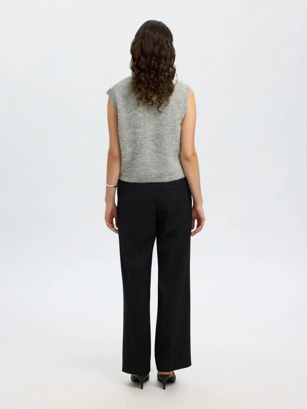 Selected Femme Lulu SL Button O-Neck Vest Light Grey Melange  (16098808 LIGHT GREY MELANGE) - Caramel (Sint-Job-in-’t-Goor)