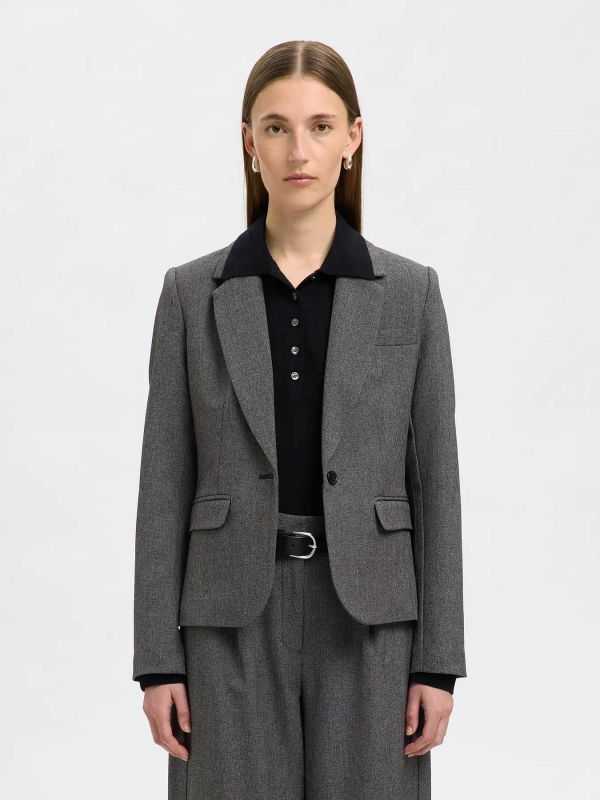 Selected Femme Fitted Alma Blazer Black Structure  (16098857 black) - Caramel (Sint-Job-in-’t-Goor)