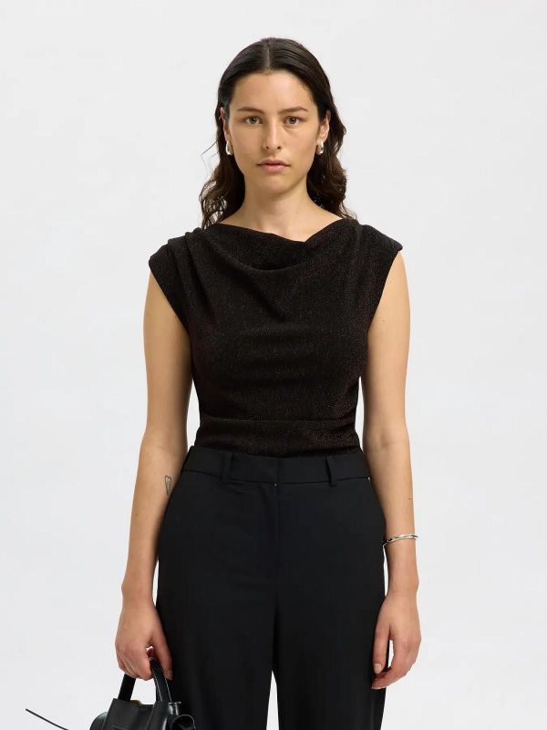Selected Femme Anja SL Slim Top Delicioso  (16098959 DELICIOSO) - Caramel (Sint-Job-in-’t-Goor)