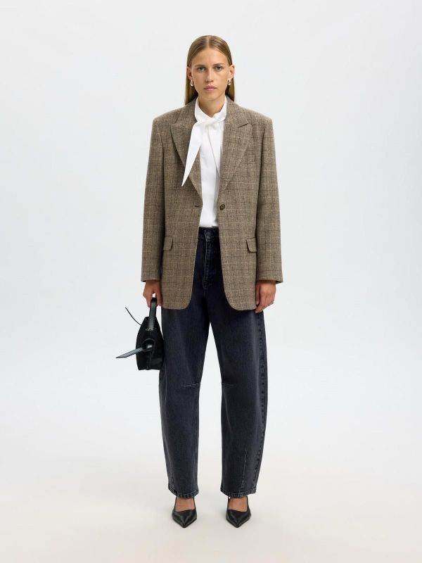 Selected Femme Loose Barrel Ane-Kori MW Jeans Medium Grey Denim  (16099386) - Caramel (Sint-Job-in-’t-Goor)