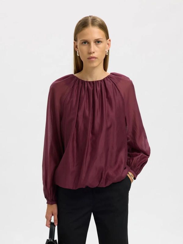 Selected Femme Iris LS Top Fig  (16099392 FIG) - Caramel (Sint-Job-in-’t-Goor)