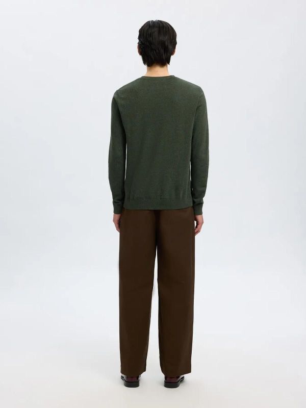 Selected Homme Berg Crew Neck Forest Night  (16074682 forest night) - Caramel (Sint-Job-in-’t-Goor)