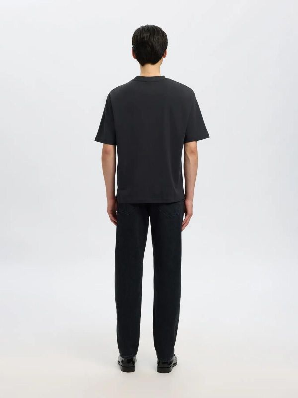 Selected Homme Loose Oscar SS O-Neck Tee Black  (16094143 black) - Caramel (Sint-Job-in-’t-Goor)