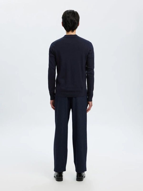 Selected Homme Berg LS Half Zip Polo Navy Blazer Melange  (16094271 navy blazer) - Caramel (Sint-Job-in-’t-Goor)