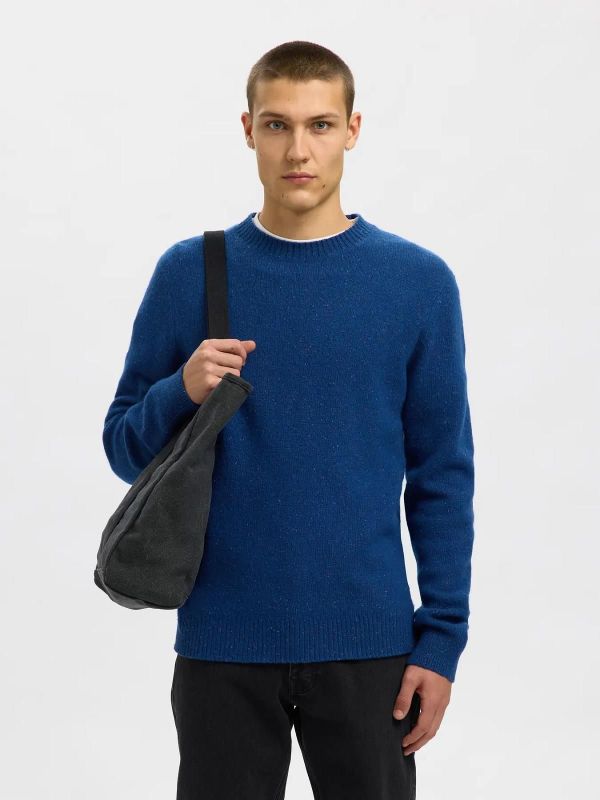 Selected Homme Neil LS Knit Neps Crew Neck Set Sail  (16094644 SET SAIL) - Caramel (Sint-Job-in-’t-Goor)