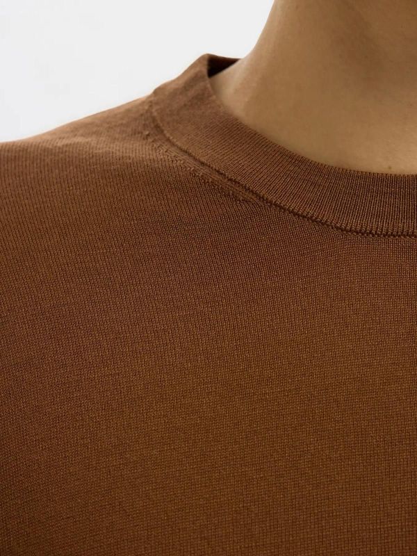 Selected Homme Tray LS Knit Merino Crew Neck Soft Silt  (16094647 soft silt) - Caramel (Sint-Job-in-’t-Goor)