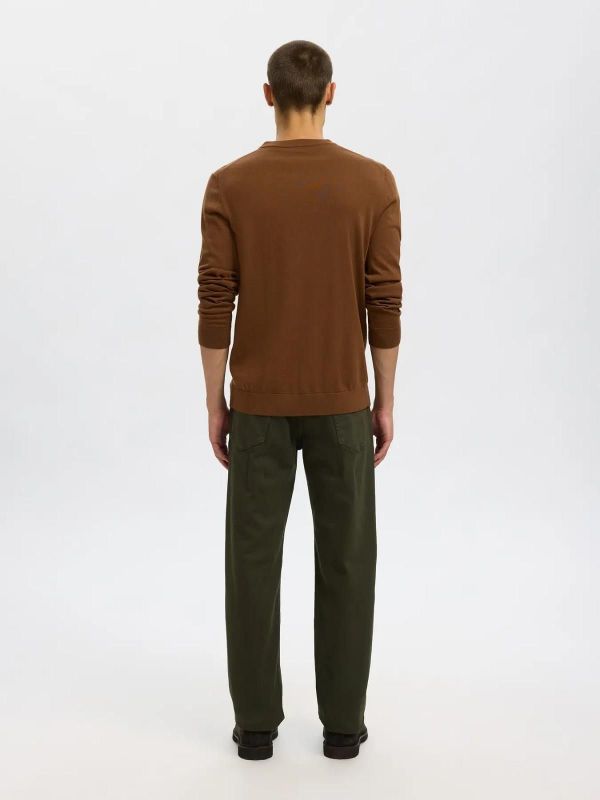 Selected Homme Tray LS Knit Merino Crew Neck Soft Silt  (16094647 soft silt) - Caramel (Sint-Job-in-’t-Goor)