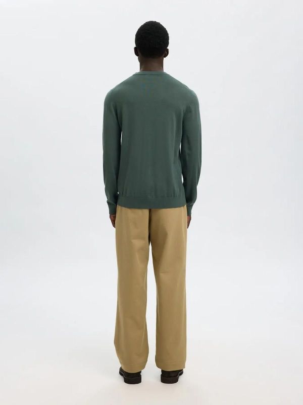 Selected Homme Tray LS Knit Merino Crew Neck Deep Forest  (16094647 deep forest) - Caramel (Sint-Job-in-’t-Goor)