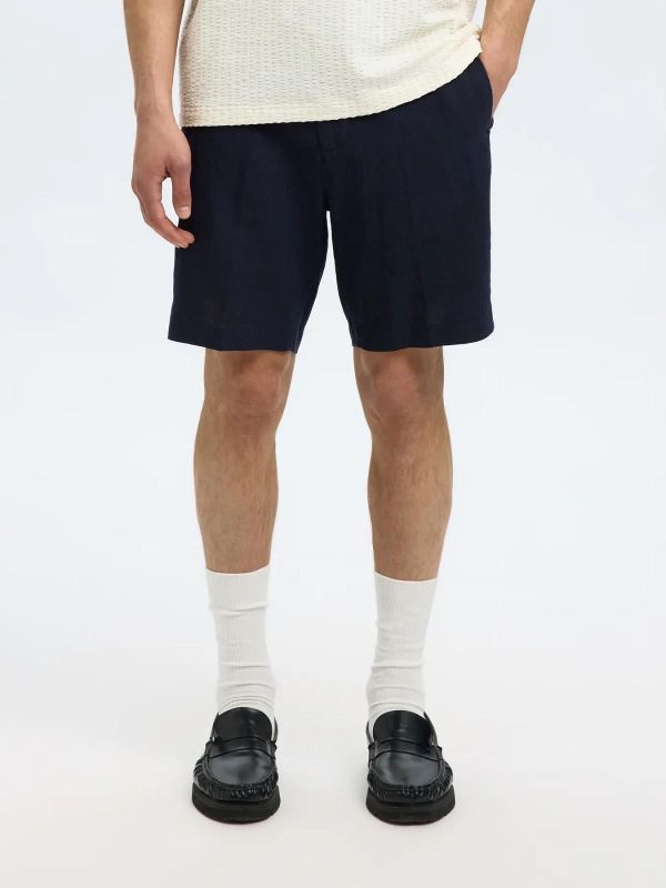Selected Homme Regular-Leroy Linnen Short Sky Captain-Black  (16097604-sky captain) - Caramel (Sint-Job-in-’t-Goor)