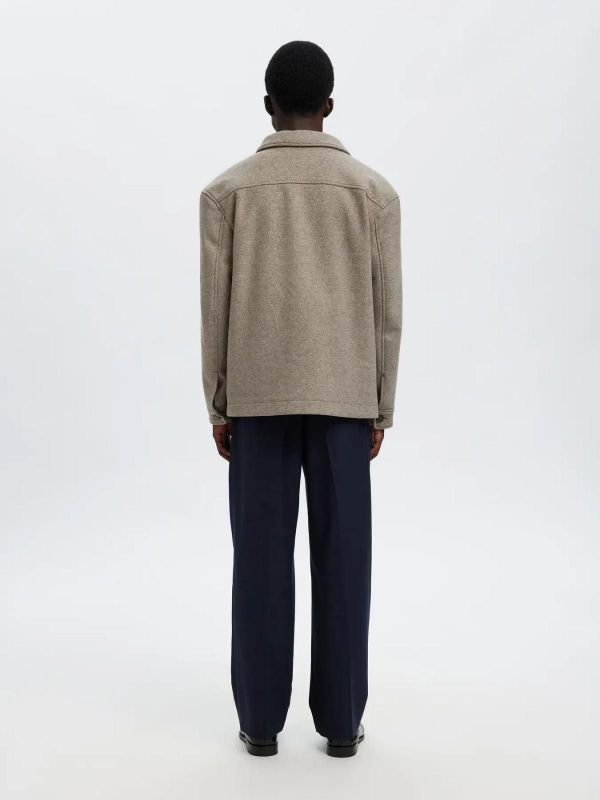 Selected Homme Mitch Wool Blend Shacket Deep Taupe  (16097636 deep taupe) - Caramel (Sint-Job-in-’t-Goor)