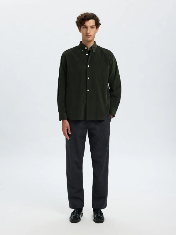 Selected Homme Regdanni Cord BD LS Shirt Deep Forest  (16098418 DEEP FOREST) - Caramel (Sint-Job-in-’t-Goor)