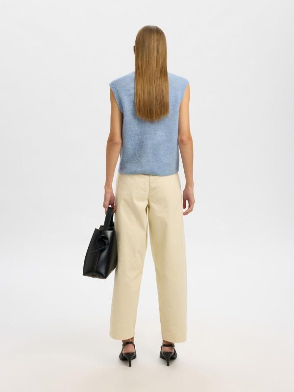 SLF Lulu SL Button O-Neck Vest Cashmere Blue  (16098808 CASHMERE BLUE) - Caramel (Sint-Job-in-’t-Goor)