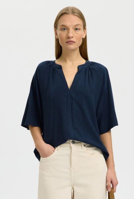 SLW Viscose Blend Blouse Dark Sapphire  (16099826 DARK SAPPHIRE) - Caramel (Sint-Job-in-’t-Goor)