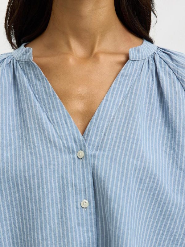 SLW Cleo-Alberta Linen Blend Dusty Blue/Bright White  (16099877 DUSTY BLUE) - Caramel (Sint-Job-in-’t-Goor)