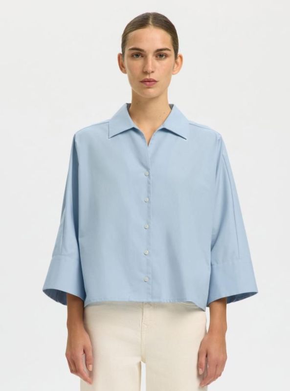 SLF Fester Oversize 3/4 Shirt Cashmere Blue  (16100618 cashmere blue) - Caramel (Sint-Job-in-’t-Goor)