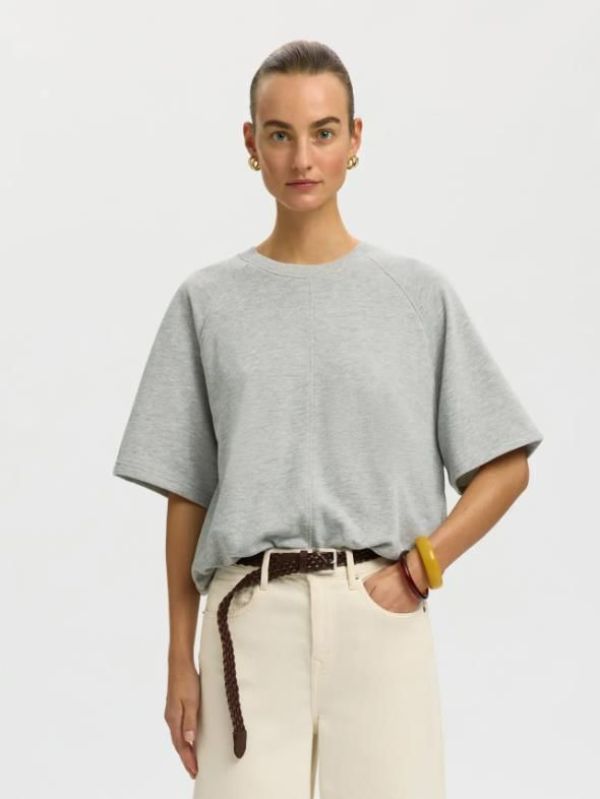 SLF Tabby SS Bubble Sweat Light Grey Melange  (16102861 LIGHT GREY MELANGE) - Caramel (Sint-Job-in-’t-Goor)