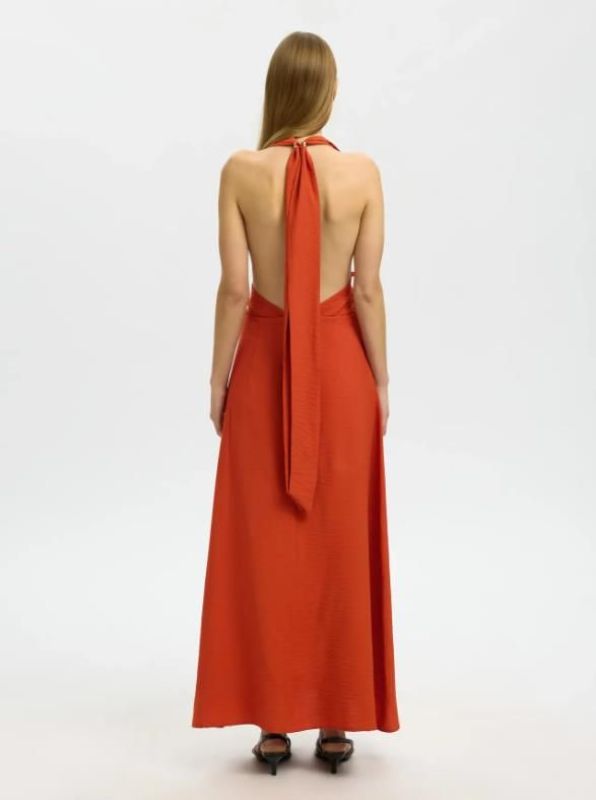 SLF Lisa Relaxed Halterneck Ankle Dress Potters Clay  (16102910 POTTERS CLAY) - Caramel (Sint-Job-in-’t-Goor)