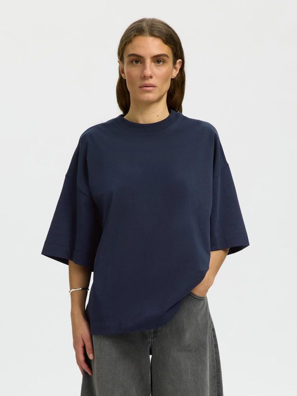SLW Colwoman 2/4 Oversized Tee Dark Sapphire  (16097896 dark sapphire) - Caramel (Sint-Job-in-’t-Goor)