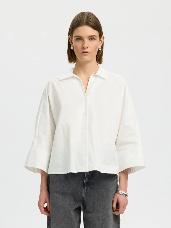 SLW Emilia Oversize 3/4 Shirt Bright White  (16102043 bright white) - Caramel (Sint-Job-in-’t-Goor)