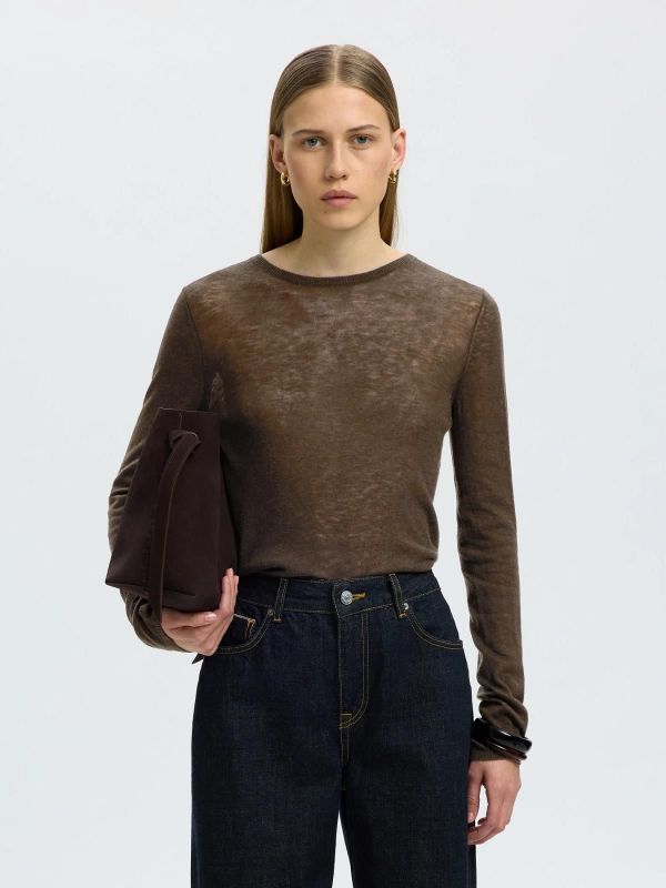 SLW Vendy LS Knit Wool O-Neck Delicioso  (16102091 delicioso) - Caramel (Sint-Job-in-’t-Goor)