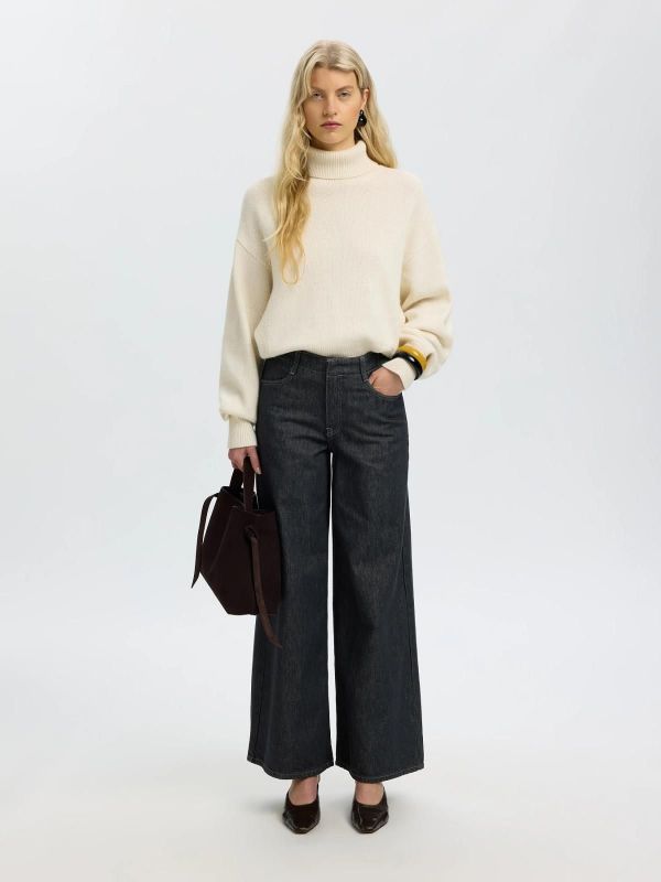 SLW Extra Wide Baria-Bora MW Jeans Dark Grey Denim  (16102142 dark grey denim) - Caramel (Sint-Job-in-’t-Goor)