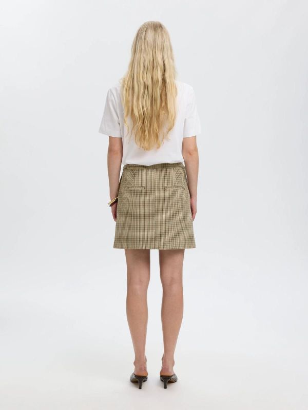 SLW Elara MW Mini Skirt Monks Robe Checks  (16102322 monks robe checks ) - Caramel (Sint-Job-in-’t-Goor)