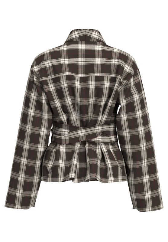 SLW Jaylen Mel LS Check Kimono Top Delicioso Checks  (16104213 delicioso checks ) - Caramel (Sint-Job-in-’t-Goor)
