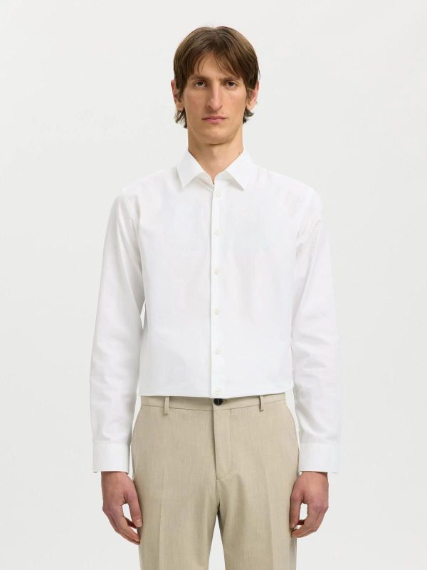SLM Slim Filip Ethan Shirt LS Classic Bright White  (16080200 bright white) - Caramel (Sint-Job-in-’t-Goor)