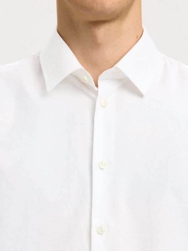 SLM Slim Filip Ethan Shirt LS Classic Bright White  (16080200 bright white) - Caramel (Sint-Job-in-’t-Goor)