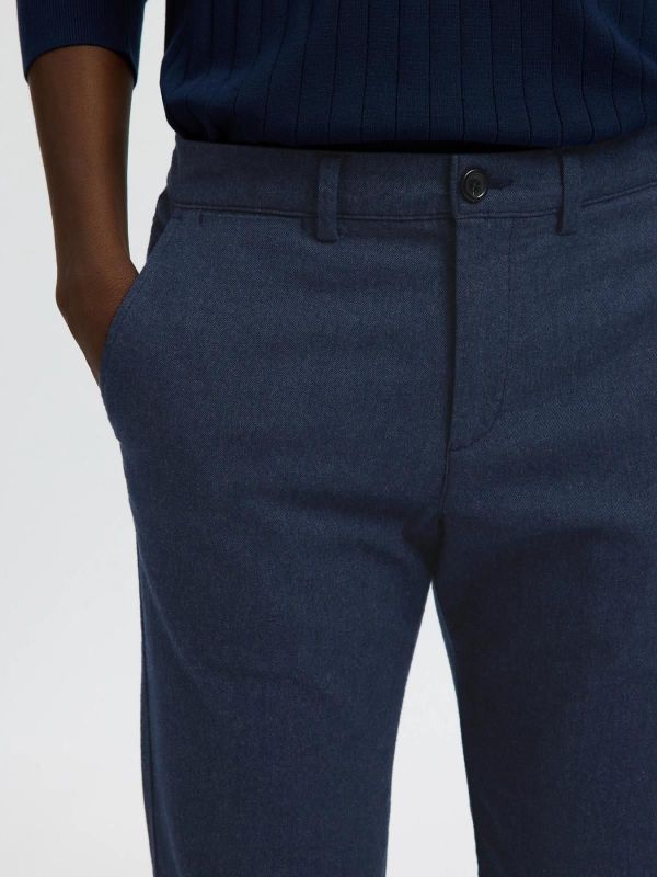 SLM175-Slim Miles Brushed Pant Dark Sapphire Structure 