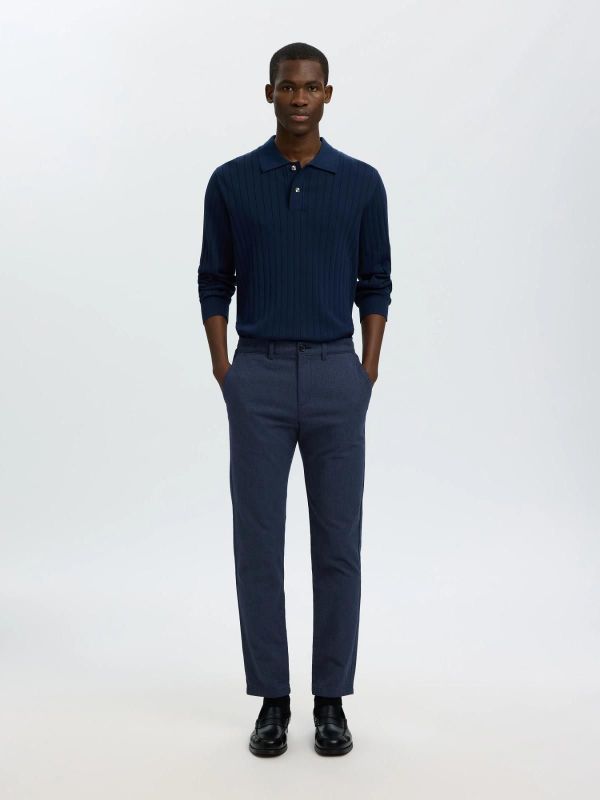 SLM175-Slim Miles Brushed Pant Dark Sapphire Structure 