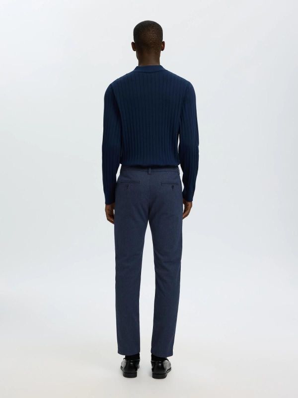 SLM175-Slim Miles Brushed Pant Dark Sapphire Structure 