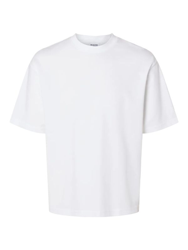 Selected Homme Loose Oscar SS O-Neck Tee Bright White  (16094143 bright white) - Caramel (Sint-Job-in-’t-Goor)