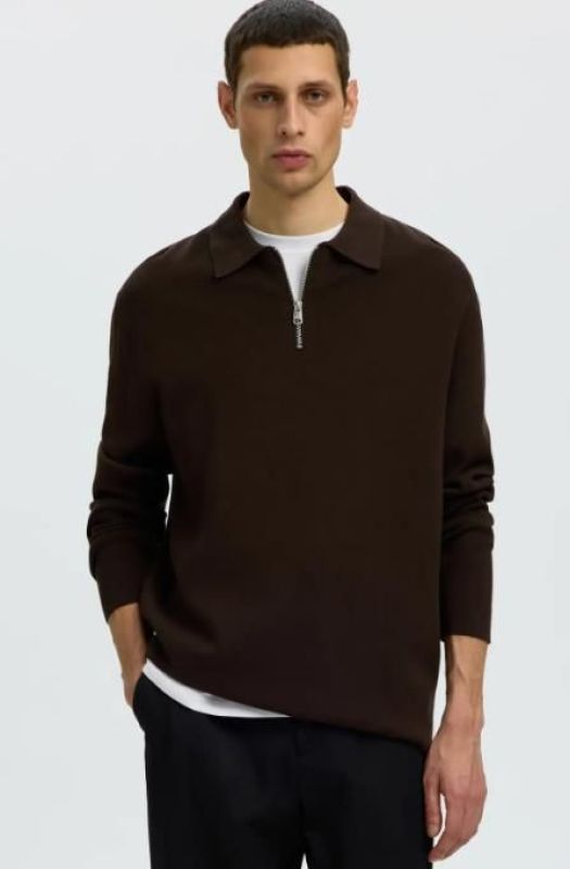 elected Homme Teller FN Relaxed Half Zip Polo Delicioso  (16099571 Delicioso) - Caramel (Sint-Job-in-’t-Goor)