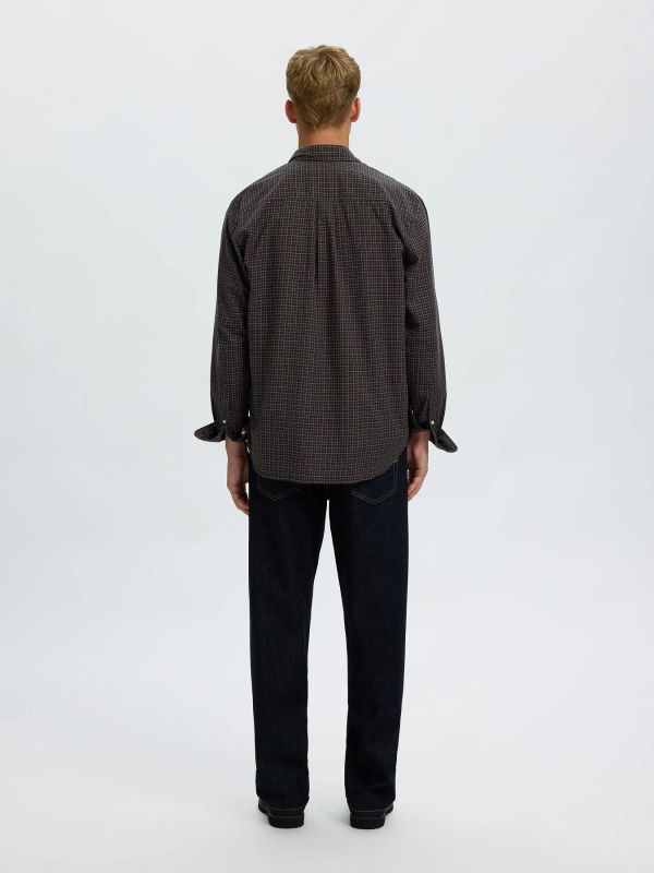 SLM Cole-Jay Reg Melange LS Shirt Dark Sapphire Checks  (16101696 dark sapphire multi ) - Caramel (Sint-Job-in-’t-Goor)