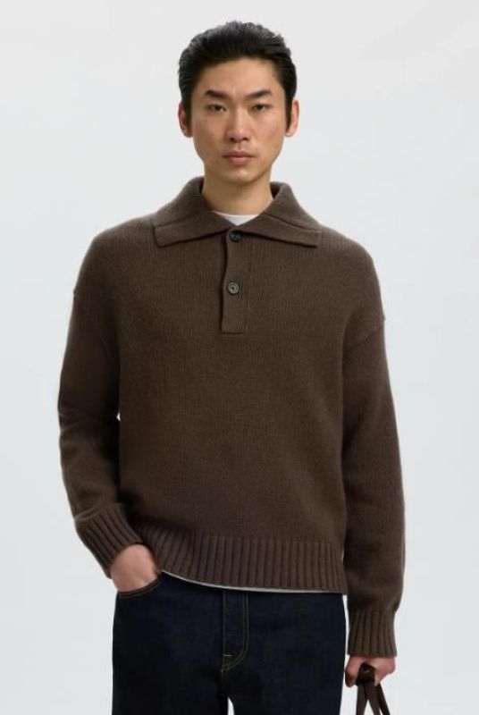 SLM Cody LS Knit Polo Collar Turkisch Coffee  (16101903 turkish coffee ) - Caramel (Sint-Job-in-’t-Goor)